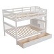 preview thumbnail 6 of 5, White Full-Over-Full Bunk Bed with Stair Storage and Guard Rail