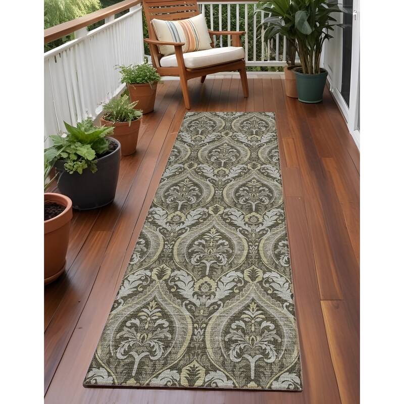 Haso Lush Floral Weather Resistant Classic Meets Modern Outdoor Rug - 8' Runner - Multi