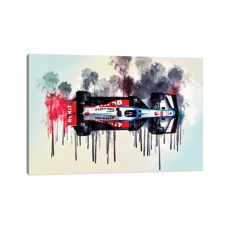 iCanvas "Williams Fw43 Minimalism Top View 2020 F1 Cars Formula 1" by Sissy Angelastro Canvas Print