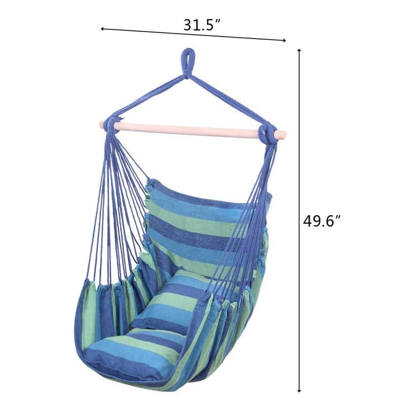 37" Canvas Hammocks Hanging Rope Chair with Pillow