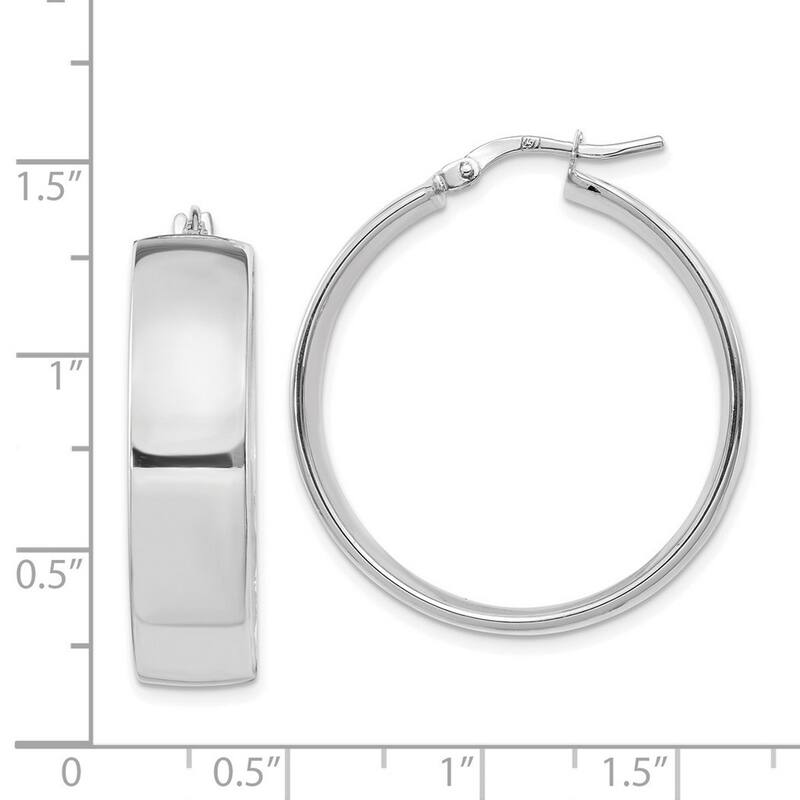 Curata 14k White Gold 40x7.75mm Polished Hoop Earrings