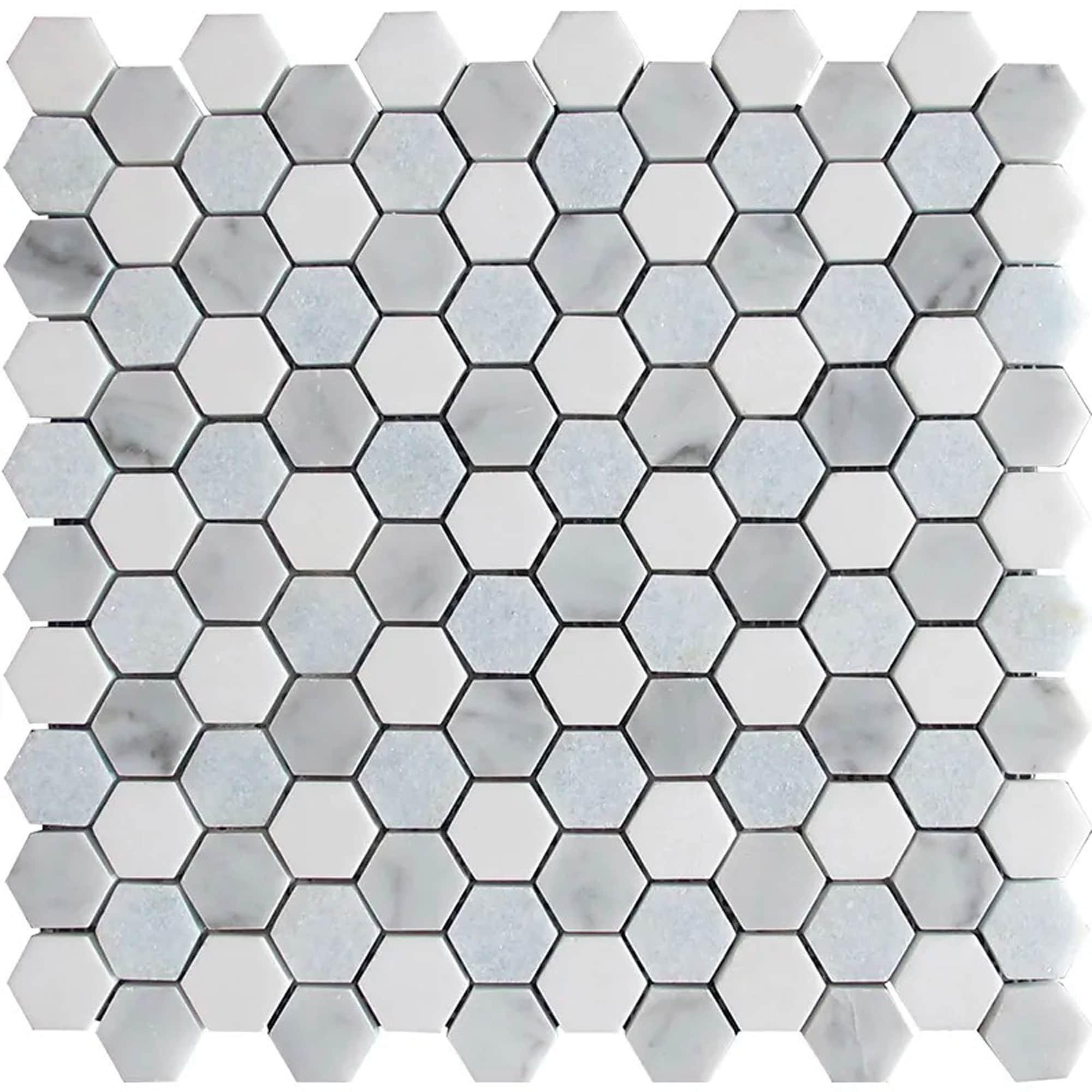 Apollo tile 11 x 12 Nubes Polished Pristine White Gray Thassos, Carrara, Blue Celeste Marble Tile (4.59 sq ft/case) - 5 Pack