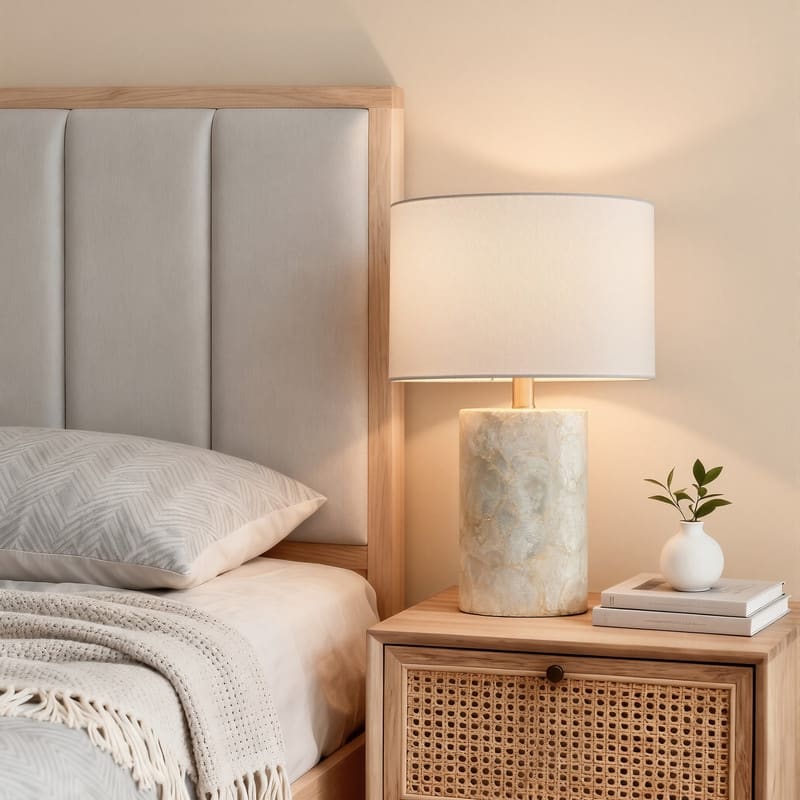 KAWOTI 18'' Resin Table Lamp With Seashell wrapped Finish - W12" * H18"