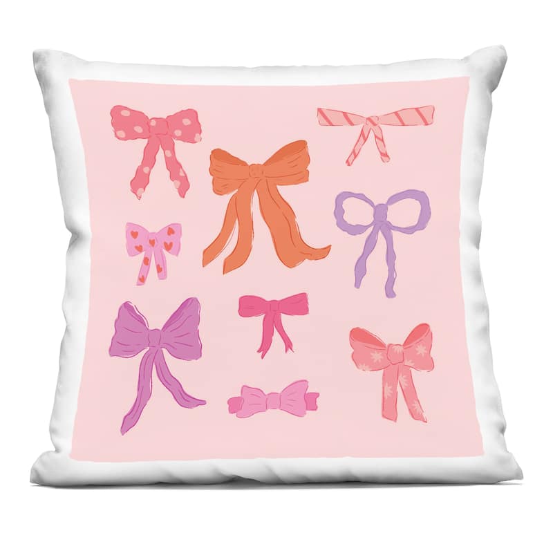 Stupell Stylish Fashion Bows on Pink Decorative Printed Throw Pillow Design by Sazerelli Designs - Accent - Polyester - Pink - Single