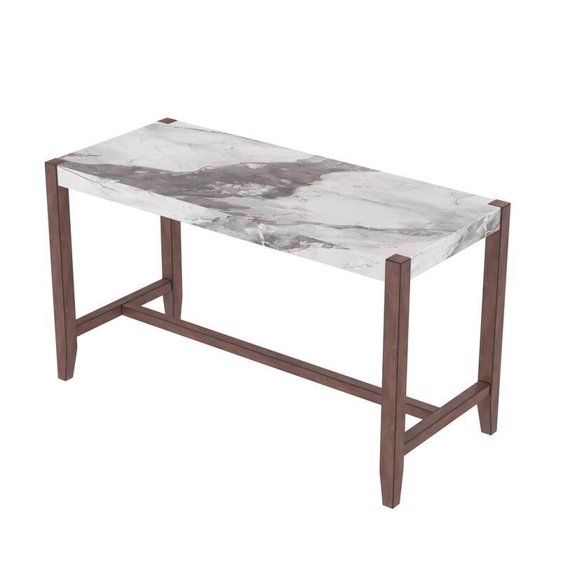 Counter Height Table, 47.5 Inch Faux Marble Finish Bar Dining Table, Modern Bar Tall Dining Table for Home Kitchen, Living Room