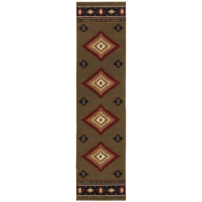 Style Haven Allegheny Southwestern Area Rug-- - 1' 10" x 7' 6" - Green/Red