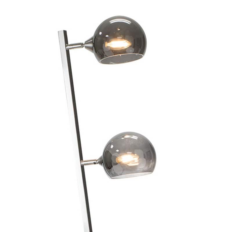 60 Inch Floor Lamp, 3 Dome Glass Shades, Accent Square Metal Base, Nickel