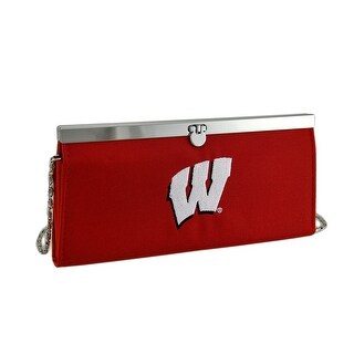 Shop Embroidered Wisconsin Badgers Fabric Clutch Wallet W Chain Strap 4 X 8 5 X 0 75 Inches Overstock 16756738