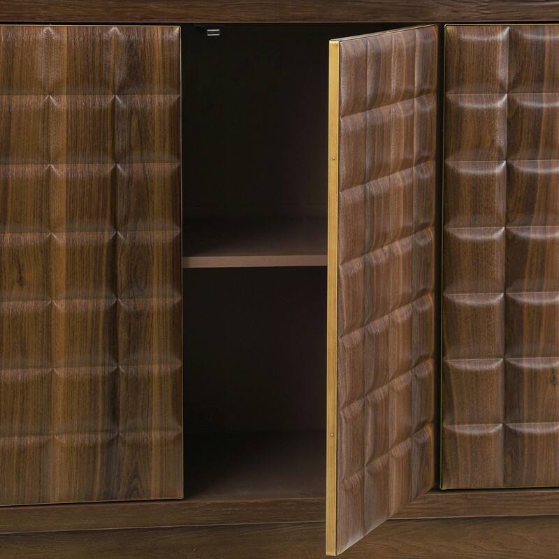 Modern 4-Door Storage Cabinet with Geometric Design and Adjustable Shelves for Home Organization