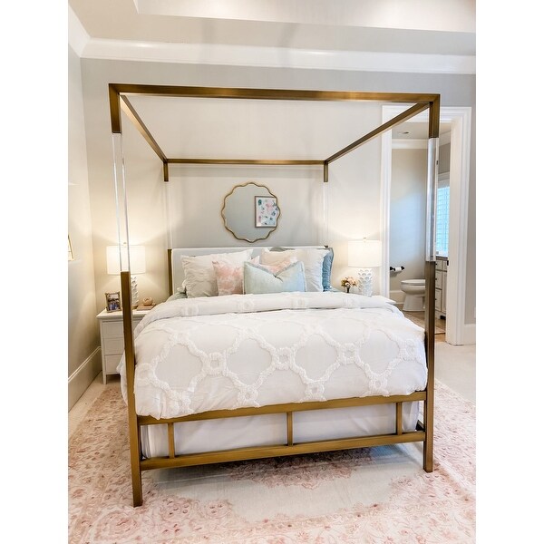 SAFAVIEH Couture Dorothy Velvet Acrylic Queen size Canopy Bed