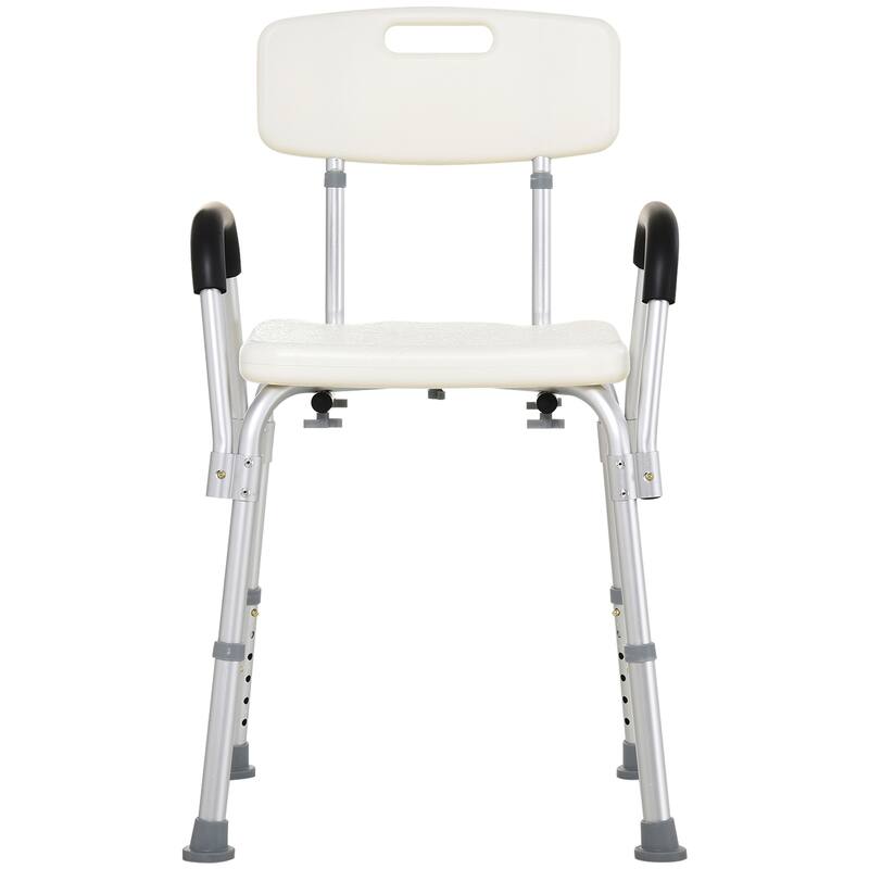 HomCom Adjustable Medical Shower Chair w/ Arms and Backrest - 21" L x 16 - 17.5" W x 28.5" - 33" H