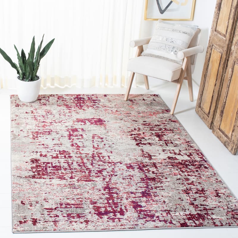 SAFAVIEH Madison Poranna Modern Abstract Rug - 3' x 5' - Beige/Wine - Rectangle