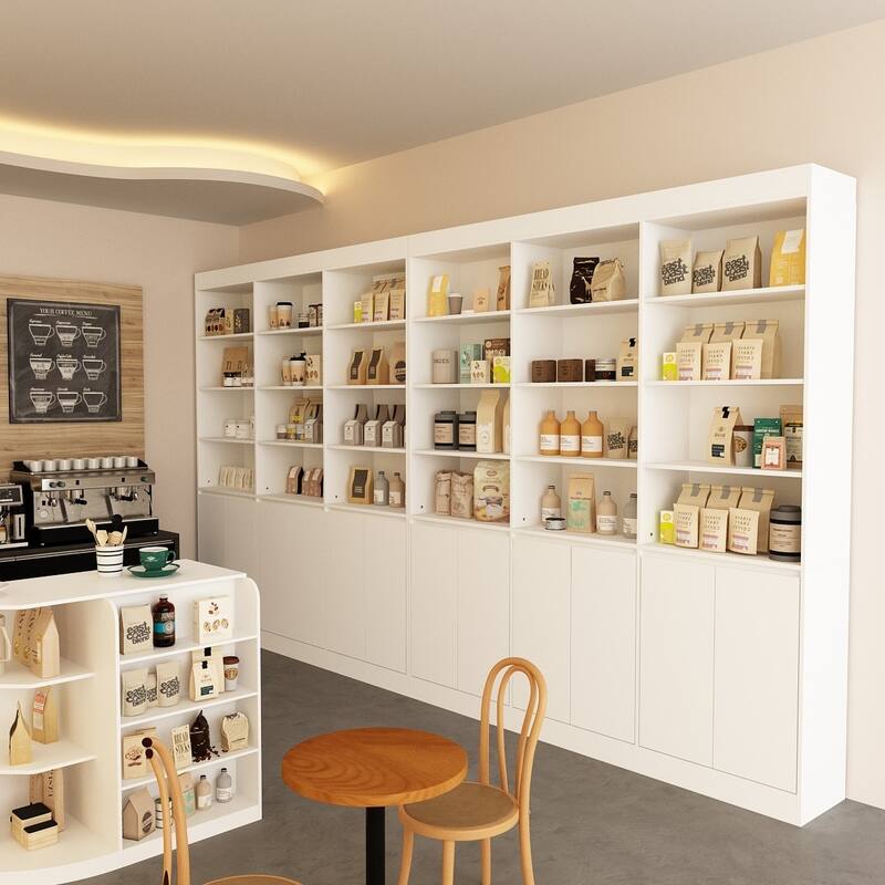 70.9" White Curved Front Desk with Shelving and Storage Reception Desk