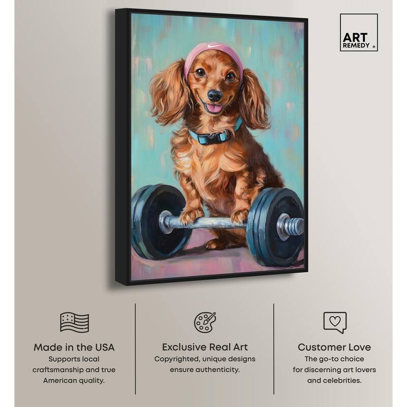 Cute Doxxie Work Out Canvas by Art Remedy