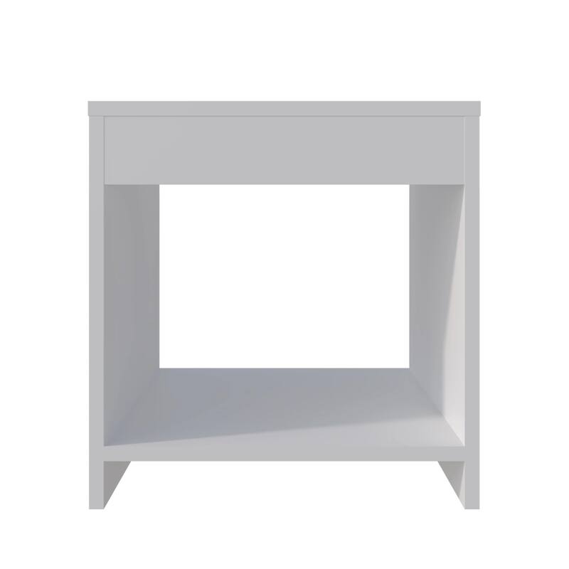 White Nightstand with Open Storage for Books and Décor