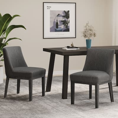 Set of 2 Fabric Lounge Dining Chair Retro Dining Table Chair, Charcoal