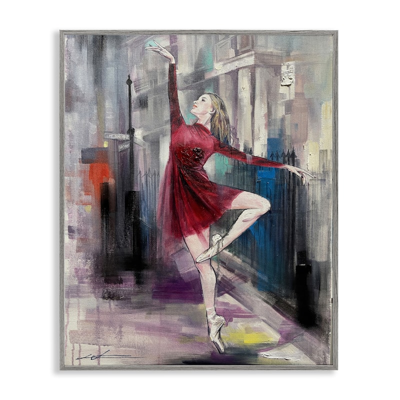 Stupell Ballet on City Street Framed Giclee Art Design By Lucille Lee - 11 x 14 - Grey