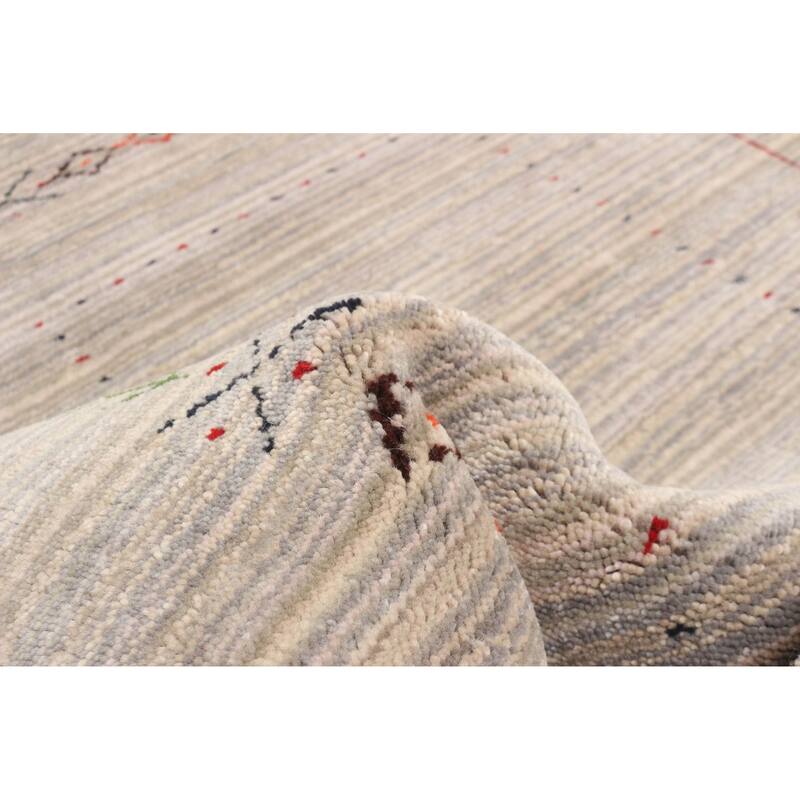 ECARPETGALLERY Hand Loomed Kashkuli Gabbeh Grey Wool Rug - 2'10 x 4'10