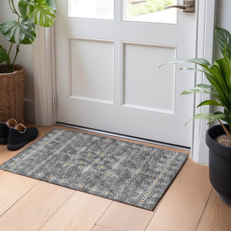 Premium Washable Super Soft Boho Medallion Mayfield Rug - Gray - 1' 8" x 2' 6" - Rectangle