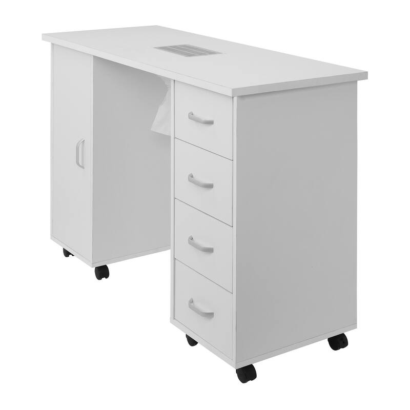MDF Single Door 4 Drawers With Fan White Nail Table