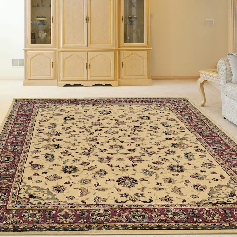 Admire Home Living Caroline Traditional Floral Sarouk Pattern Area Rug - 3'3 X 4'11 - Ivory