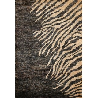 Abstract Animal Print Area Rug Handmade Jute Carpet - 5'7