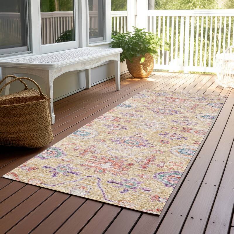 Machine Washable Indoor/ Outdoor Vintage Traditional Chantille Rug