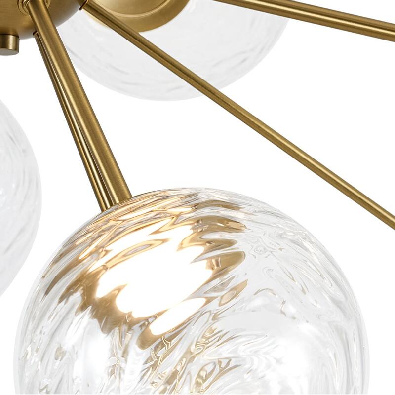 Art Deco Clear Textured Glass Globe Dimmable LED Sputnik Chandelier
