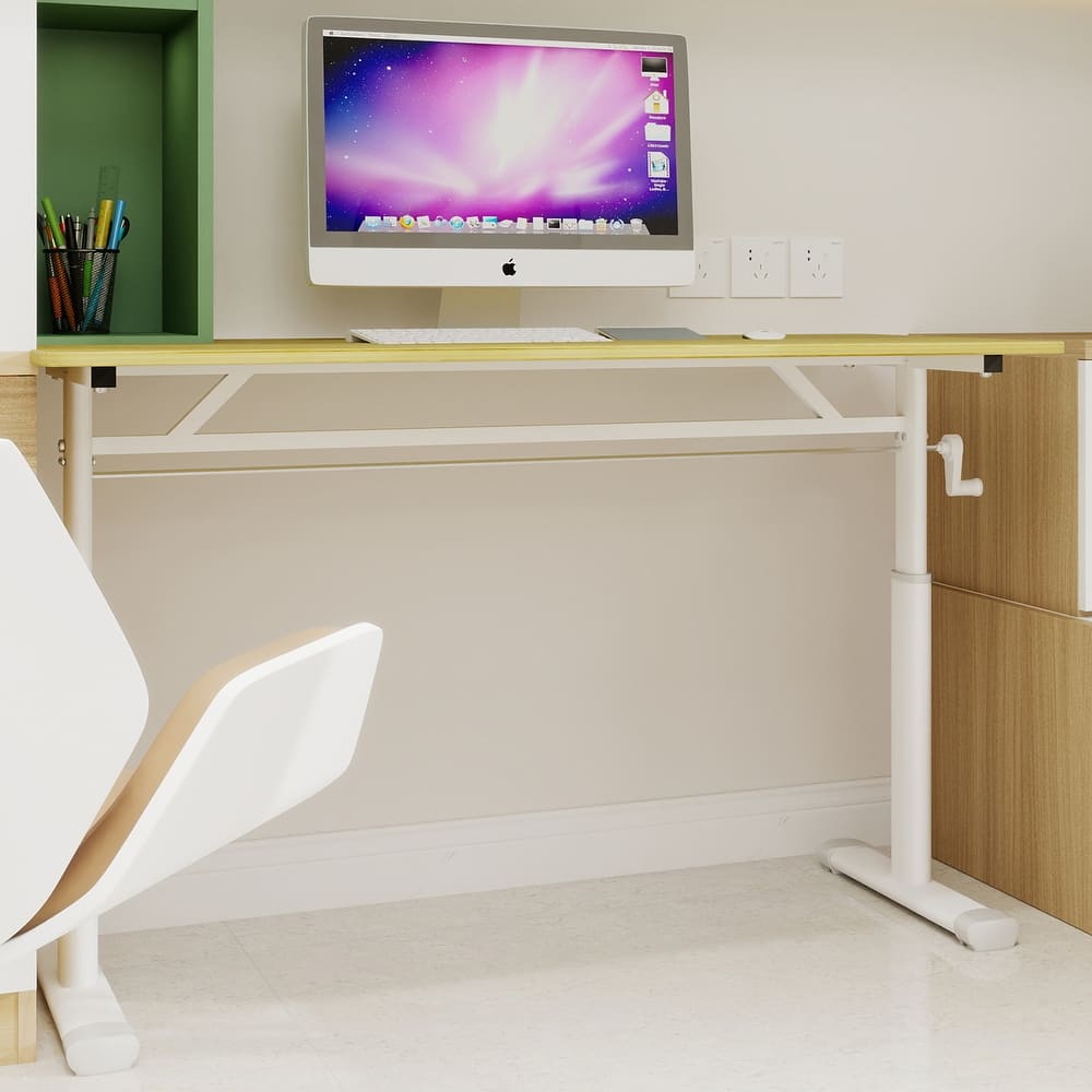 Roomfitters 47" Adjustable Height Study Desk - Compact Multi-Purpose Desk for Kids & Adults, Manual Crank Standing Desk