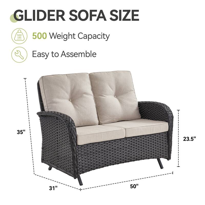 2 Seater Wicker Sofa Outdoor Glider Sofa