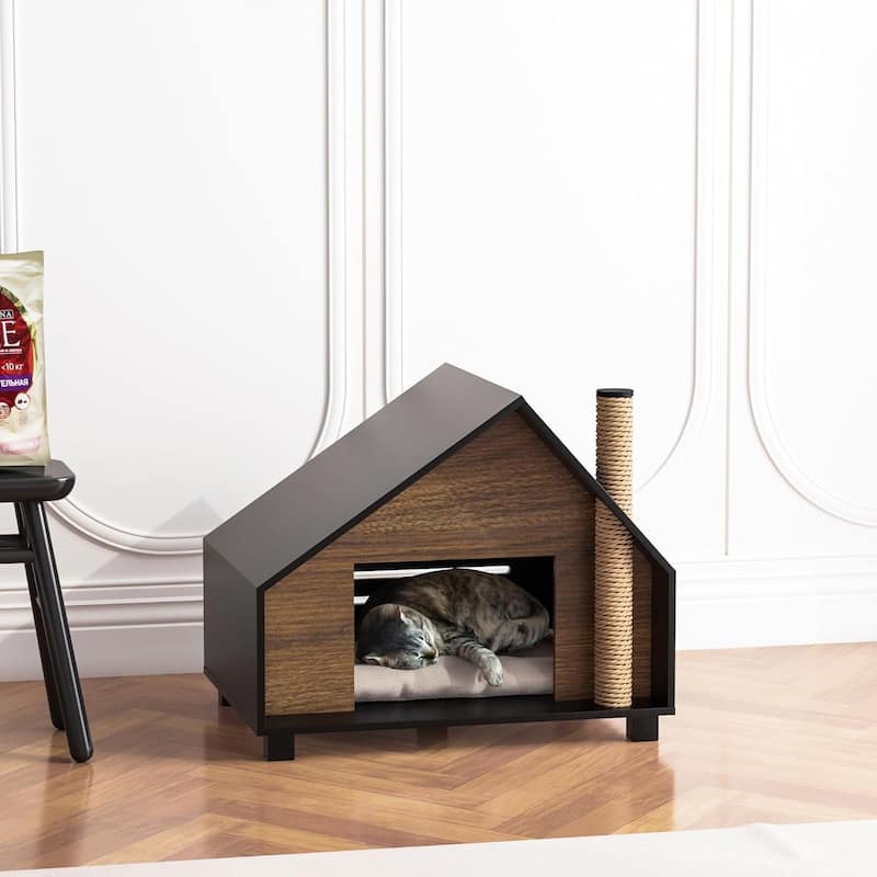Roomfitters Wooden Cat House Outdoor Indoor, Durable Pet House for Cats, Cat Lodge, Animals Cat House with Air Vents