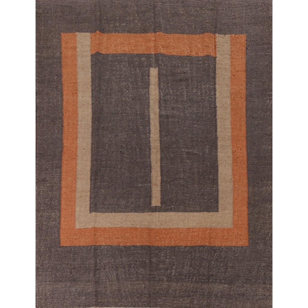 Hand Woven Oriental 100% Jute Carpet Southwestern Modern Brown Kilim Area Rug - 9' 9'' X 8' 4''