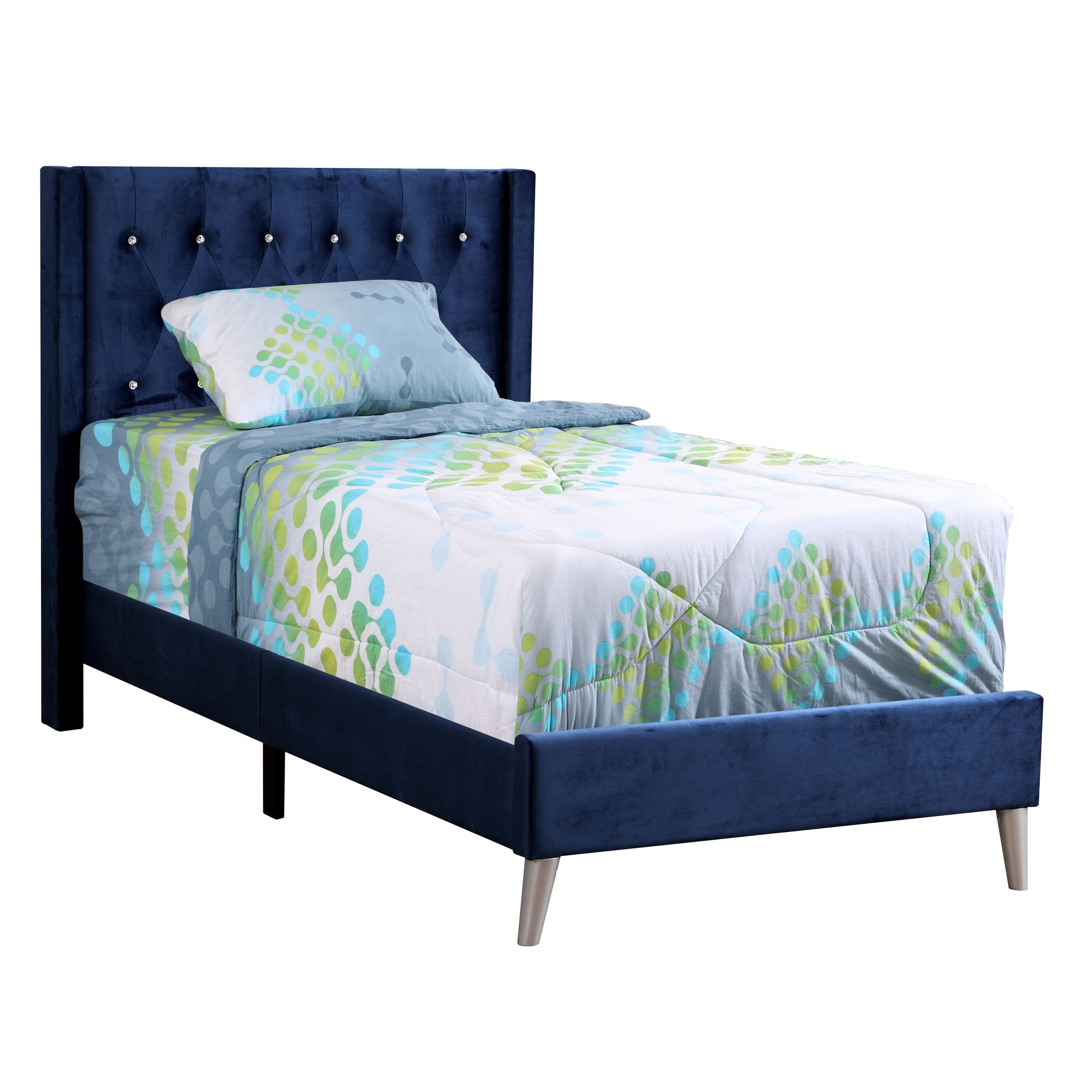 Bergen Bed with Faux Leather Tufted Headboard - On Sale - Overstock -  30749141