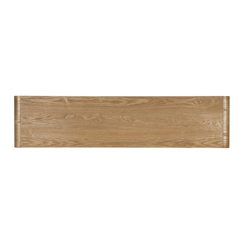 Modern 59" Console Table with 3 Drawers, Vertical Slats and Round Edge Design for Entryway or Hallway