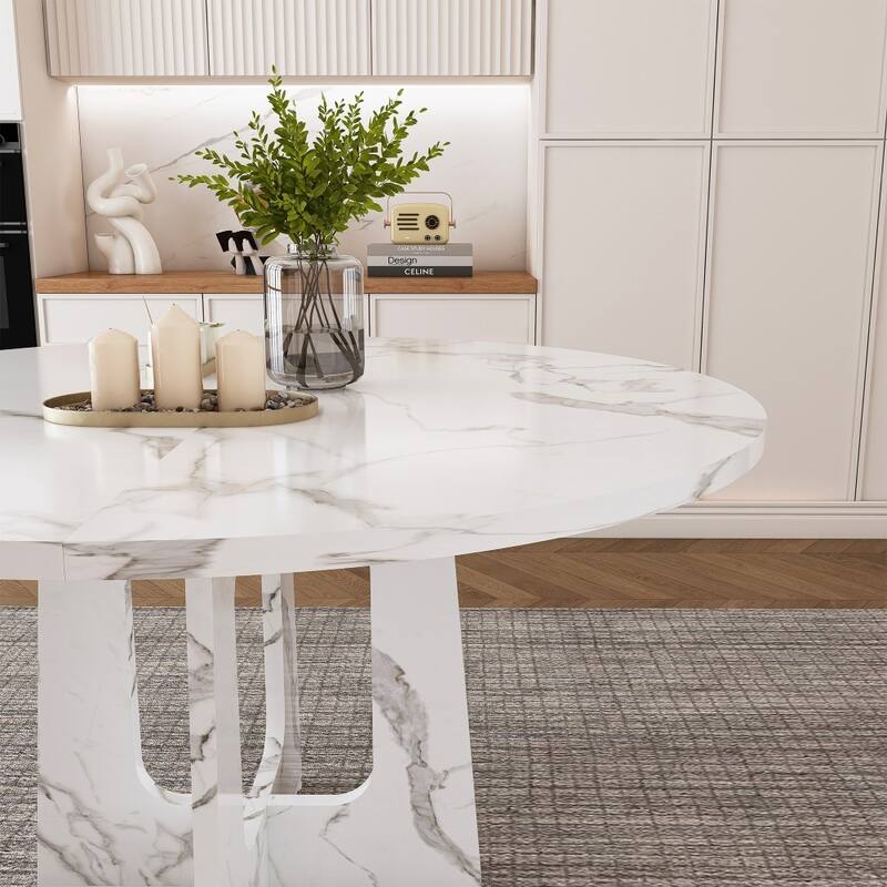 47.24" Farmhouse MDF Circle Round Dining Table