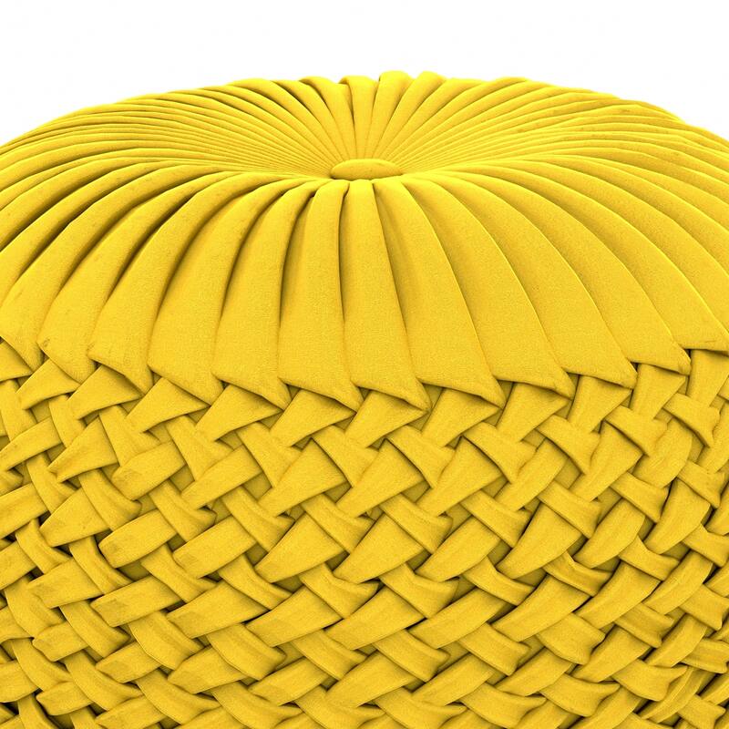 WYNDENHALL Faye Round Pouf in Velvet Fabric