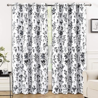 DriftAway Sylvia Floral Botanical Herbs Watercolor Printed Pattern Lined Blackout Thermal Insulated Window Curtain