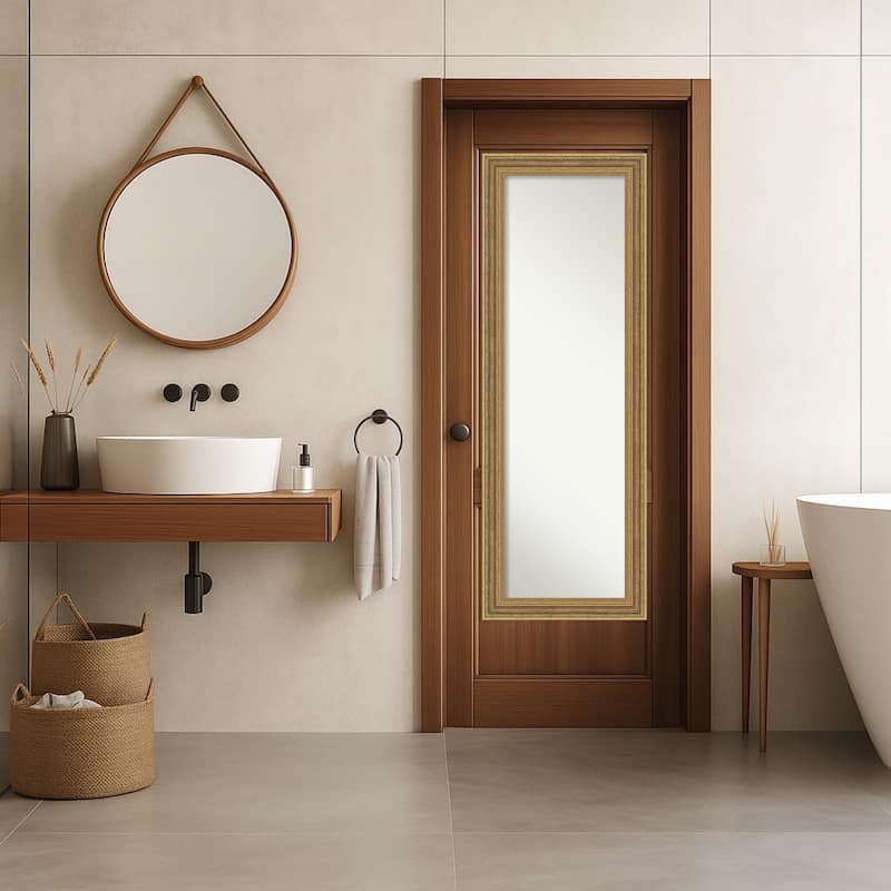 Elliot Non-Beveled Framed Full-Length On the Door Mirror - Elliot Gold - 19 x 53 in