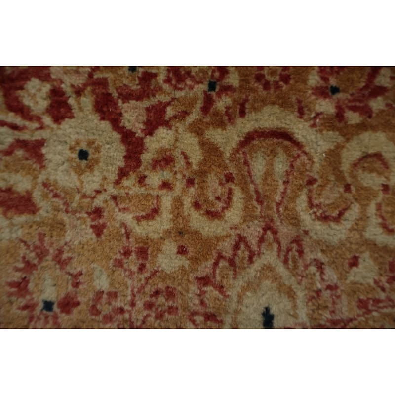 Hand Knotted Oriental 100% Wool Carpet Traditional Floral Oranges & Rust Qum Area Rug - 9' 5'' X 6' 1''