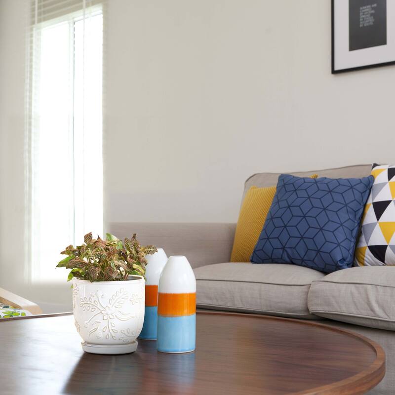 Southern Patio Venice White Ceramic 8.1-inch Planter (Pack of 2)