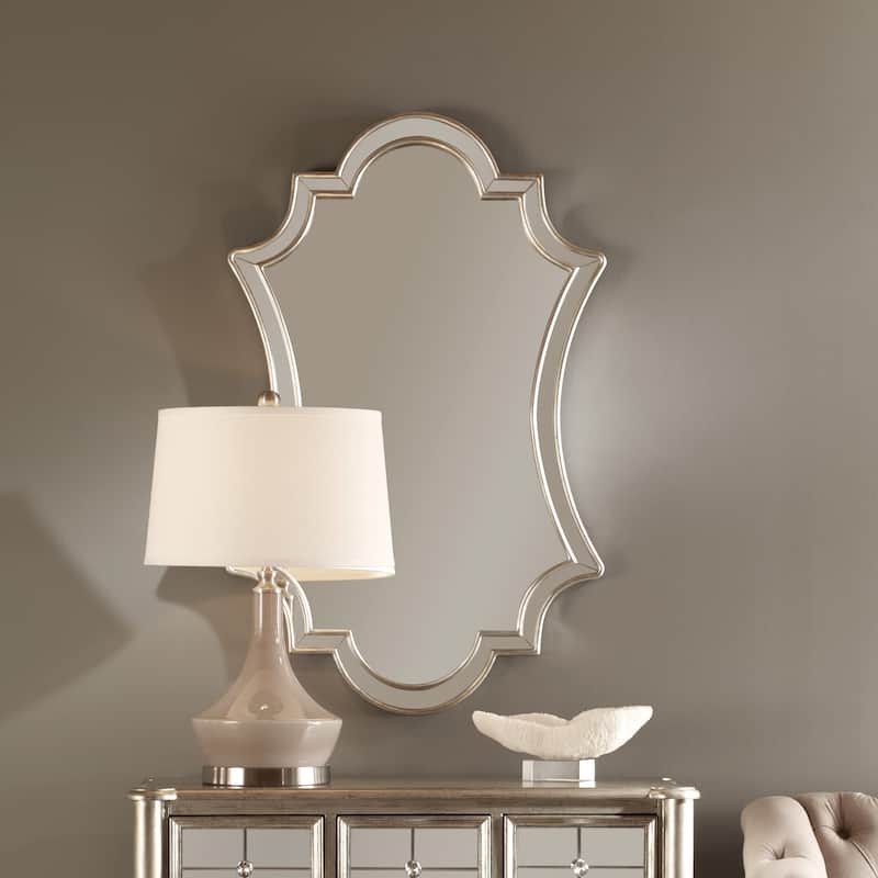 Uttermost Elara Decorative Antiqued Wall Mirror - Antique Silver - 27x43x1.125