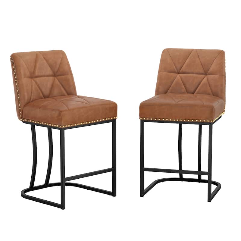 Modern 26.in Armless Barstool Metal Frame Low Back Counter Height Upholstered Bar Stool