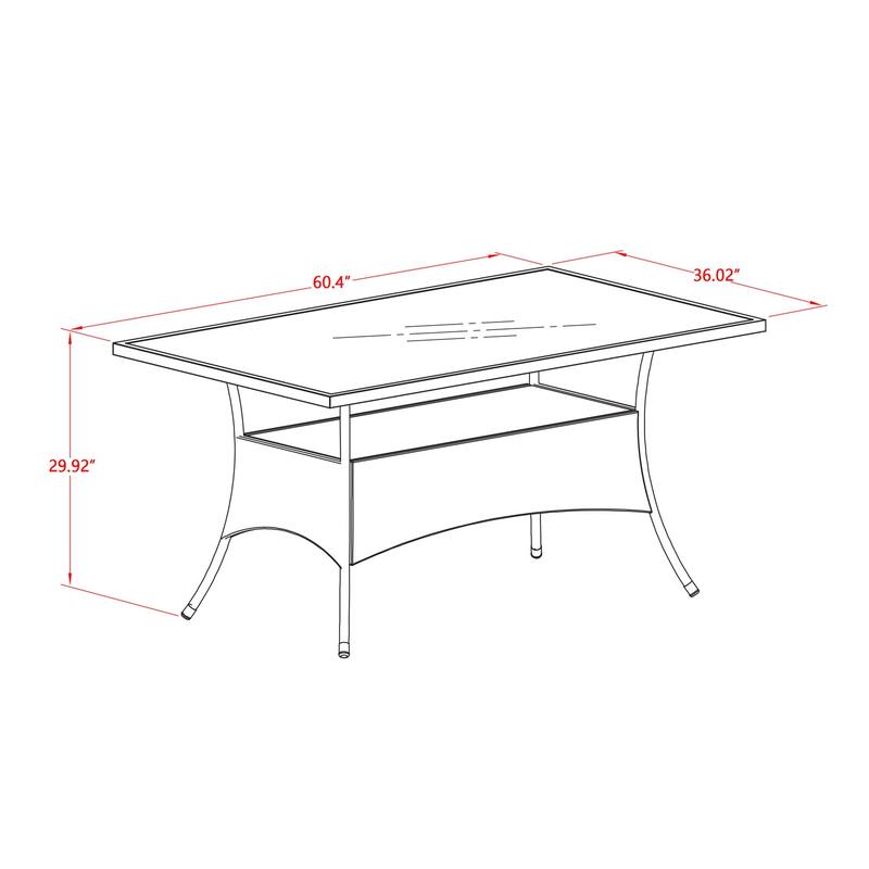 HomeStock 7-Piece Natural Oak Finish Solid Wood Top Dining Table with 6 Chairs with Lattice Back