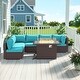 preview thumbnail 11 of 51, 7-Piece Outdoor Deep Seating Sectional Wicker Patio Conversation Set with Fire Pit
