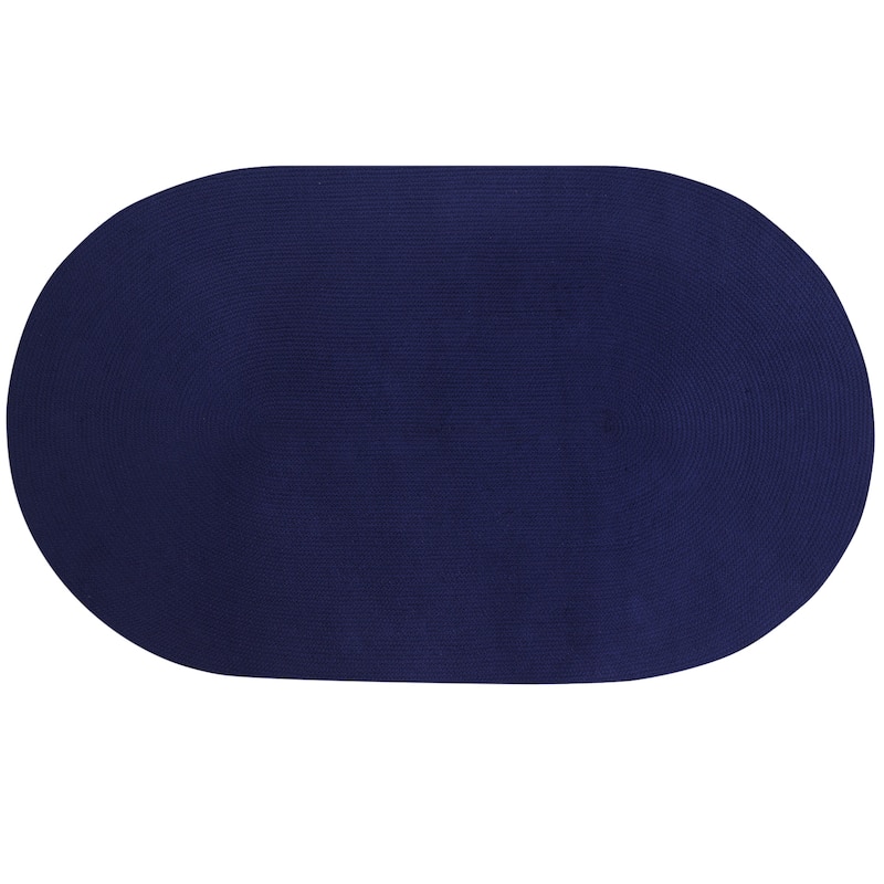 Better Trends Alpine Braid 100% Polypropylene Stain-resistant & Double-Sided Reversible Durable Indoor Area Utility Rug - 20" x 30" Oval - Navy Solid