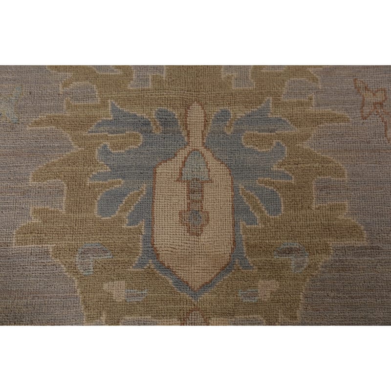 Hand Knotted Oriental 100% Wool Carpet Transitional All-Over Greys & Charcoal Oushak Area Rug - 14' 0'' X 10' 2''