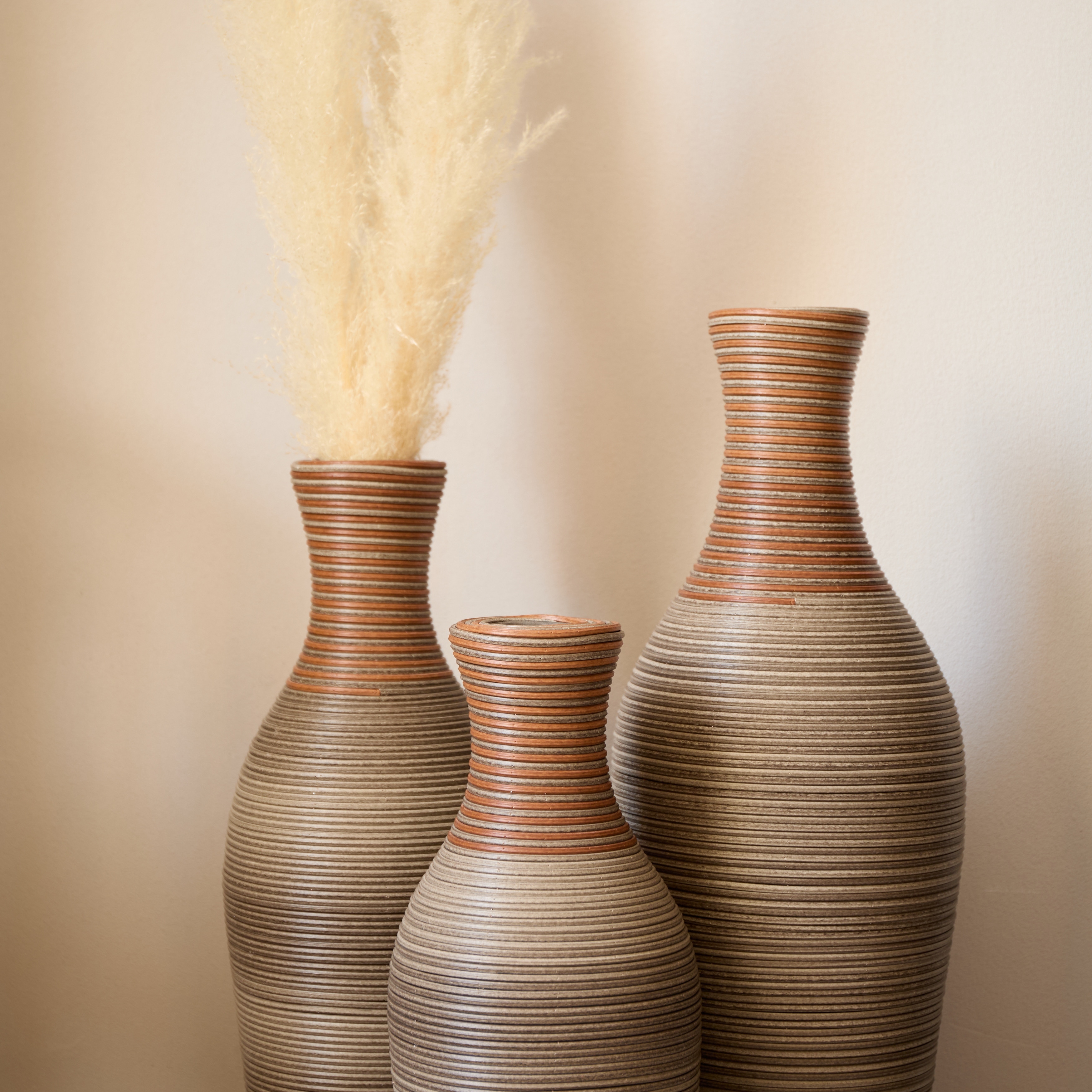 Desktop Vase, Brown Decorative Floor Vase, Classic and Neat Floor Vase, Home Decoration Flower Stand Set of 3 pieces