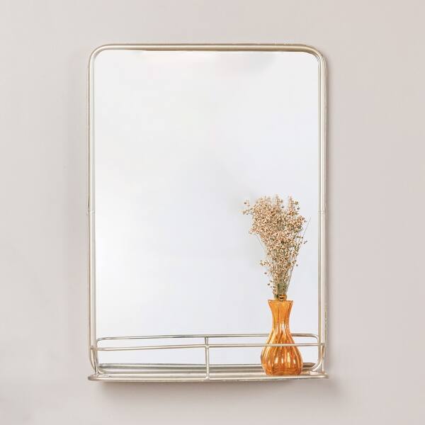 Metal Framed Wall Mirror with Shelf