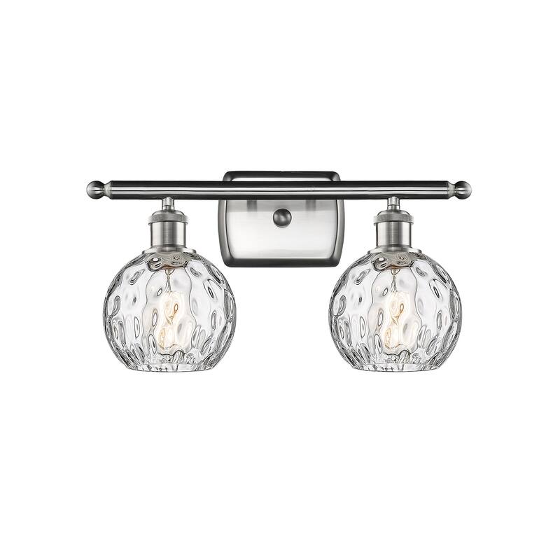 Innovations Lighting Athens Water Glass 2 Light 16" Bath Vanity Light - Brushed Satin Nickel