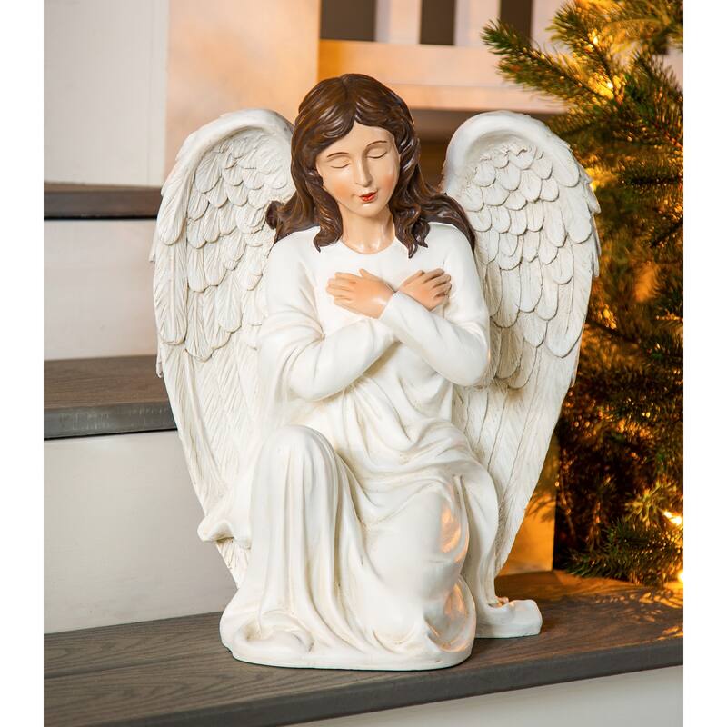 19"H Statement Kneeling Angel Garden Statuary
